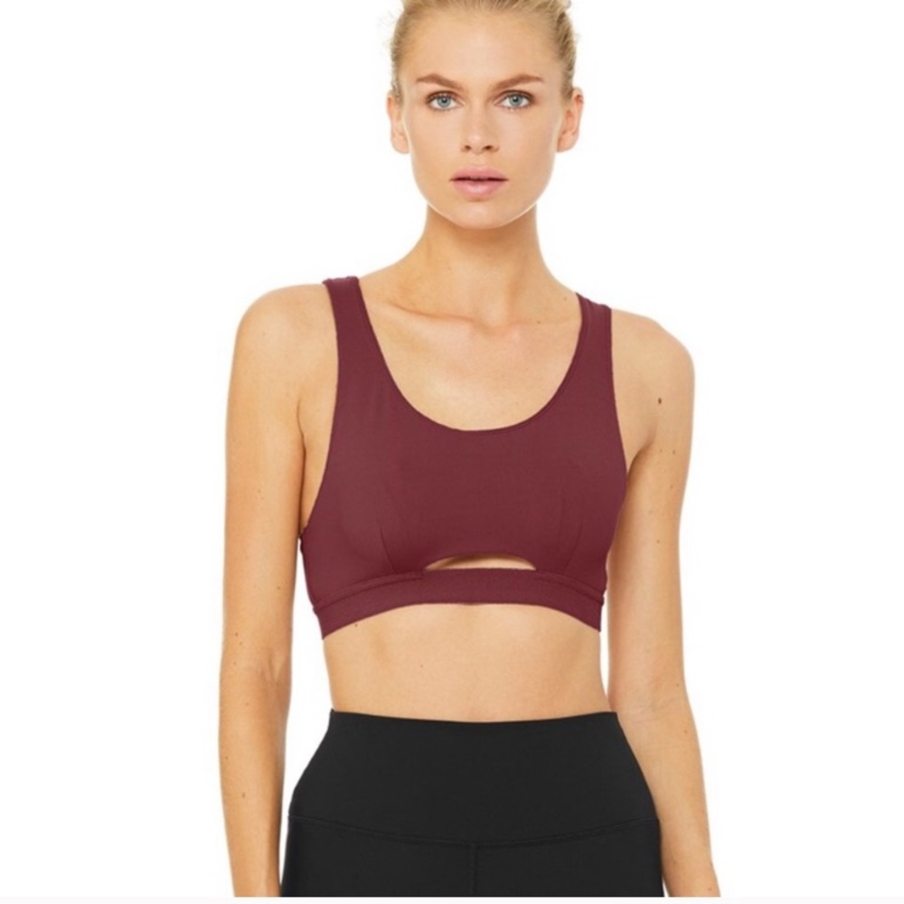 alo moonlit bra black cherry xs